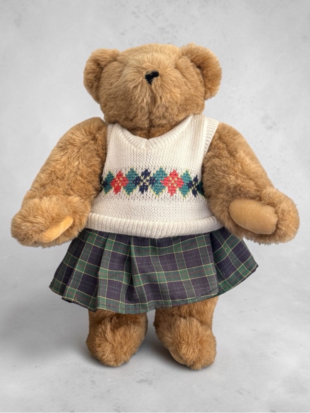 Vermont Teddy Bear School Plush Stuffed Bear Plaid Skirt Sweater Collectible
